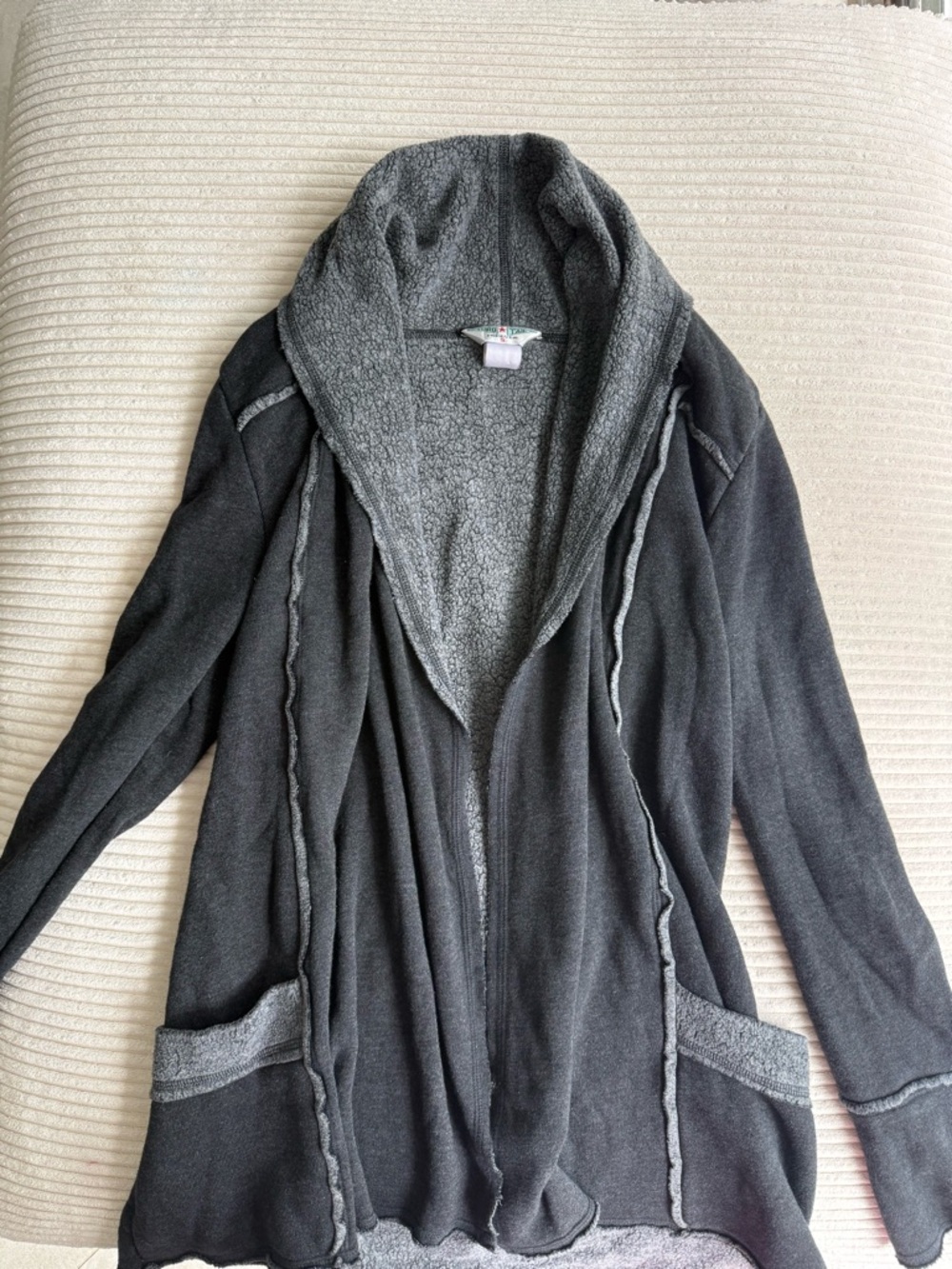 Hard Tail Dark Gray Hooded Open-Front Cardigan